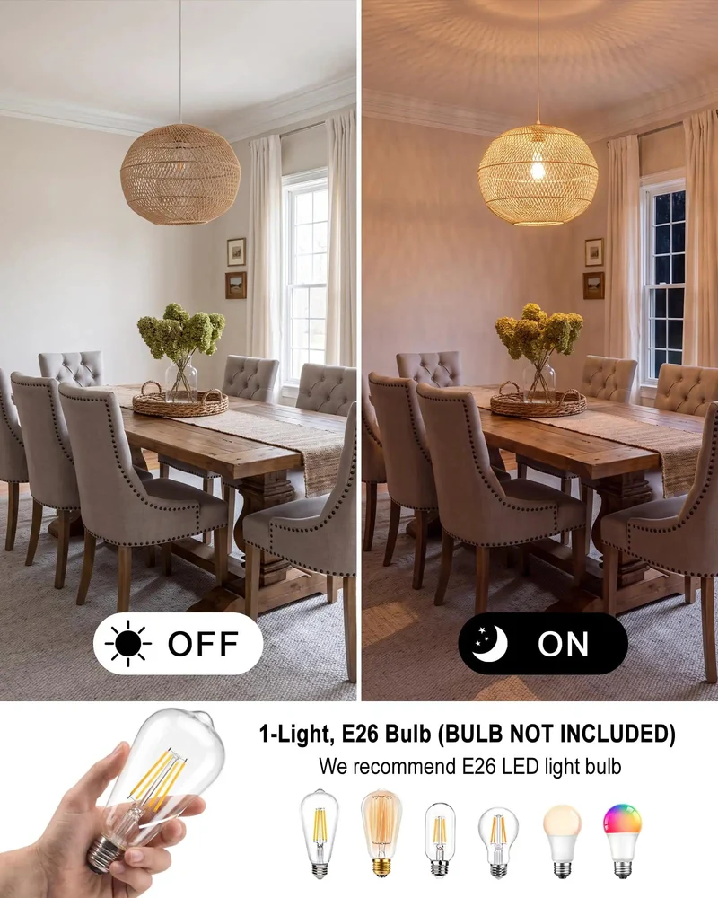 Super Totally Chic Boho Rattan Pendant Light With Handcrafted Wicker Globe Fixture Keeping It Chill In Modern Dining Rooms And Cozy Living Spaces All Day Long