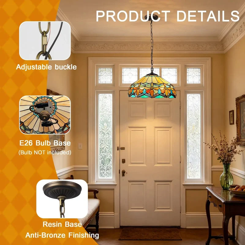 Adjustable Antique Tiffany Pendant Light Featuring Knockout Stained Glass Shades And Hella Sleek Modern Design That Brings Top Shelf Charm To Living Rooms And Dining Areas