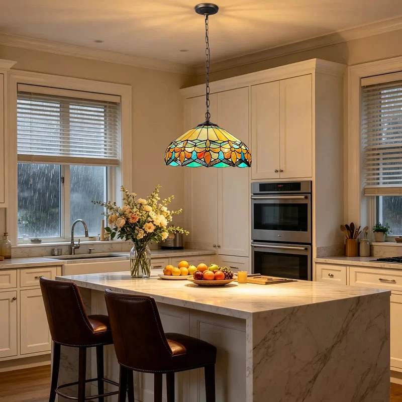 Adjustable Antique Tiffany Pendant Light Featuring Knockout Stained Glass Shades And Hella Sleek Modern Design That Brings Top Shelf Charm To Living Rooms And Dining Areas