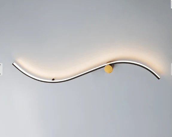 Applique murale longue en forme de Vague Noir