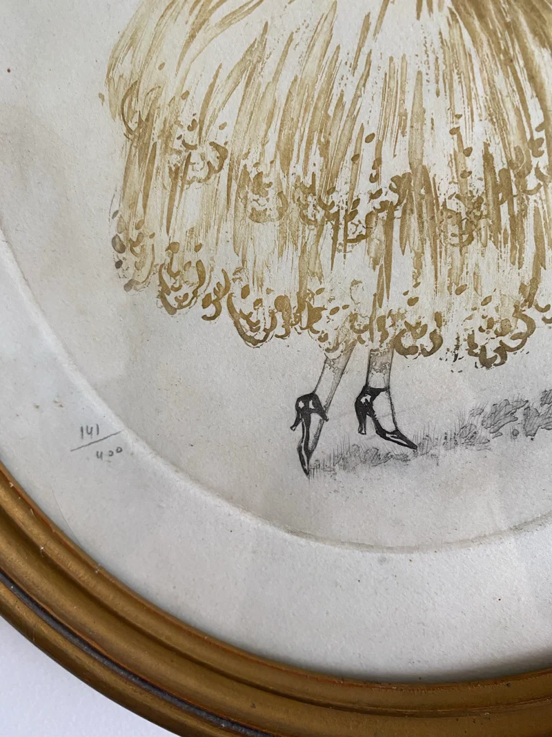 Illustrations d'époque années 1920 signées cadres ovales