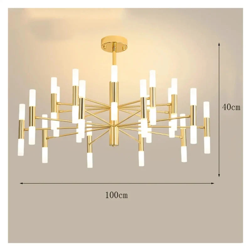 Upgrade Your Space With Sleek Gold 40 Head Wire Chandelier With RC Remote Dimming Minimalist Ceiling Lamp For Living Room Dining Bedroom Versatile Indoor Pendant Light Zero Hassle Install