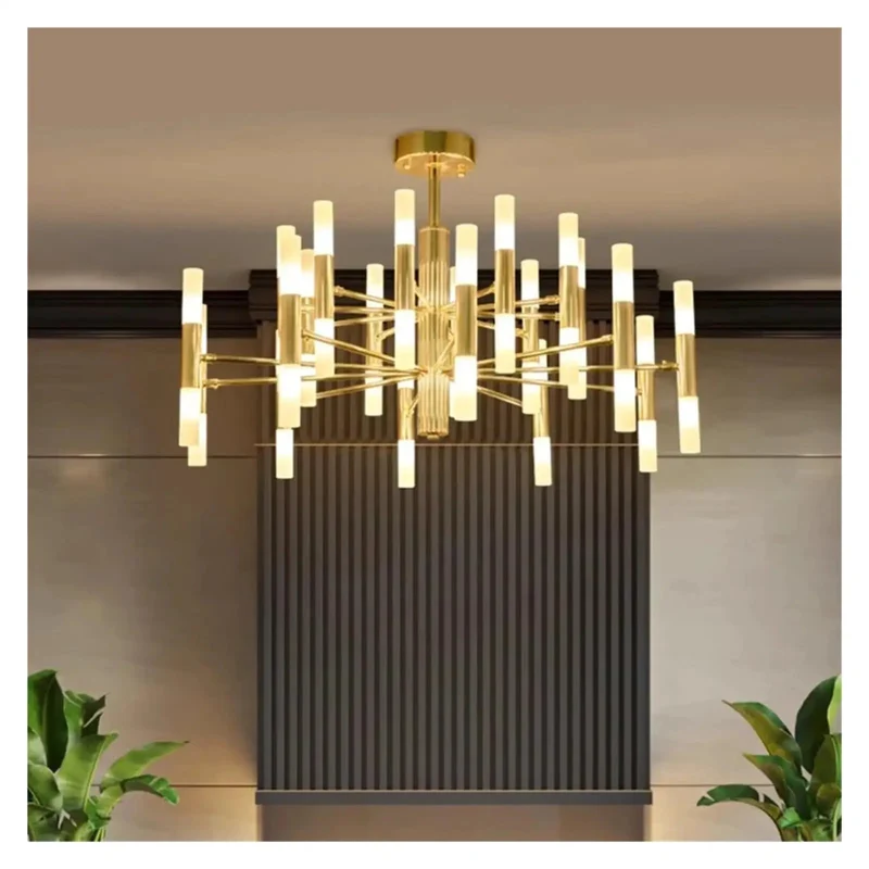 Upgrade Your Space With Sleek Gold 40 Head Wire Chandelier With RC Remote Dimming Minimalist Ceiling Lamp For Living Room Dining Bedroom Versatile Indoor Pendant Light Zero Hassle Install