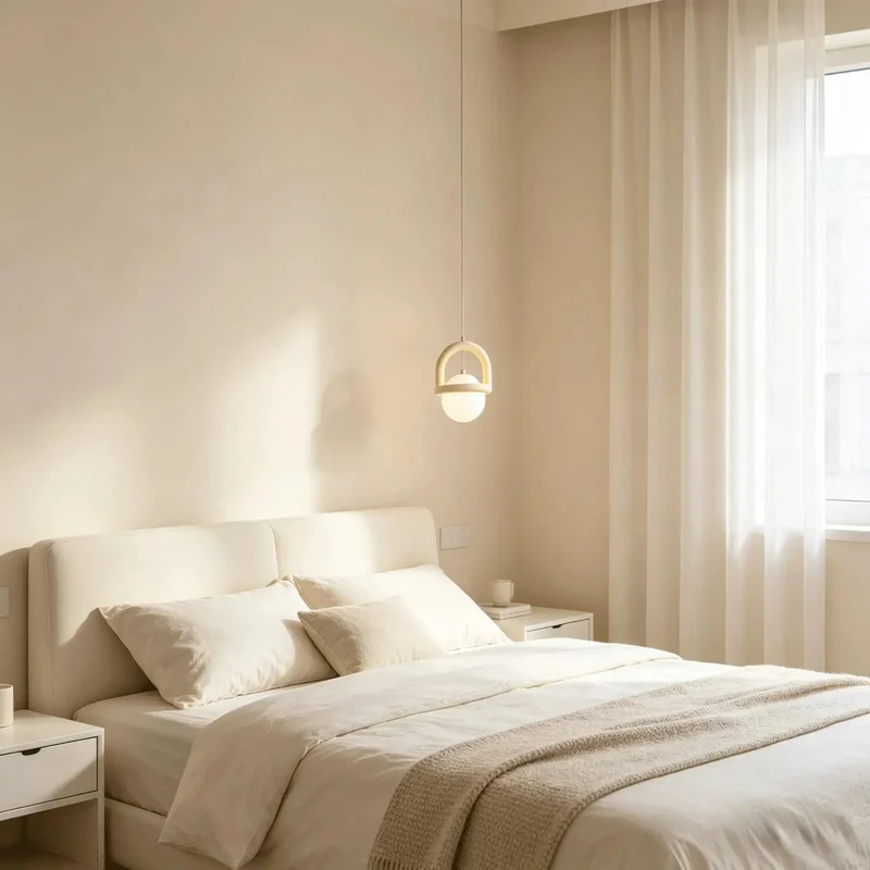 Modern Indoor Pendant Light Cream White Globe Shade Suspended Ceiling Fixture Hella Sleek Geometric Handle Frame Design Durable Resin Build For A Fresh Room Glow Up