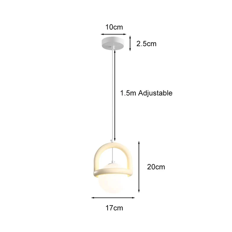 Modern Indoor Pendant Light Cream White Globe Shade Suspended Ceiling Fixture Hella Sleek Geometric Handle Frame Design Durable Resin Build For A Fresh Room Glow Up