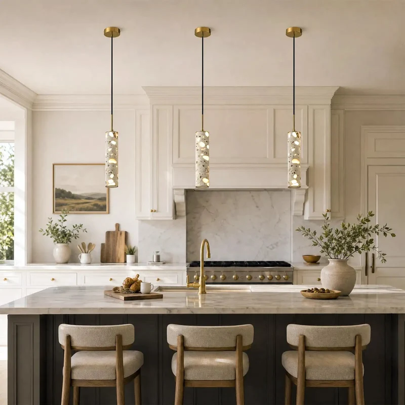 Modern Cement Pendant Lights 2 Pack Industrial Hanging Lamp For Kitchen Island Featuring Gold Base And Natural Jade Concrete Shade Drops A Dreamy Vibe Into Any Room Super Chic Decor Game Changer For Your Home Setup