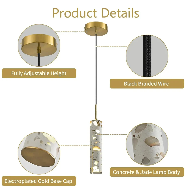 Modern Cement Pendant Lights 2 Pack Industrial Hanging Lamp For Kitchen Island Featuring Gold Base And Natural Jade Concrete Shade Drops A Dreamy Vibe Into Any Room Super Chic Decor Game Changer For Your Home Setup