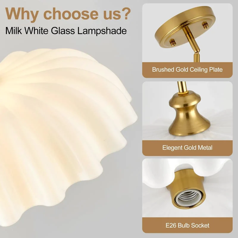 Super Smooth Vintage Vibes Milk Glass Pendant Light With Rad Floral Lampshade Hanging Perfectly Over Your Kitchen Island Or Dining Room To Cast A Chill Ambient Glow That Truly Slays The Modern Home Space