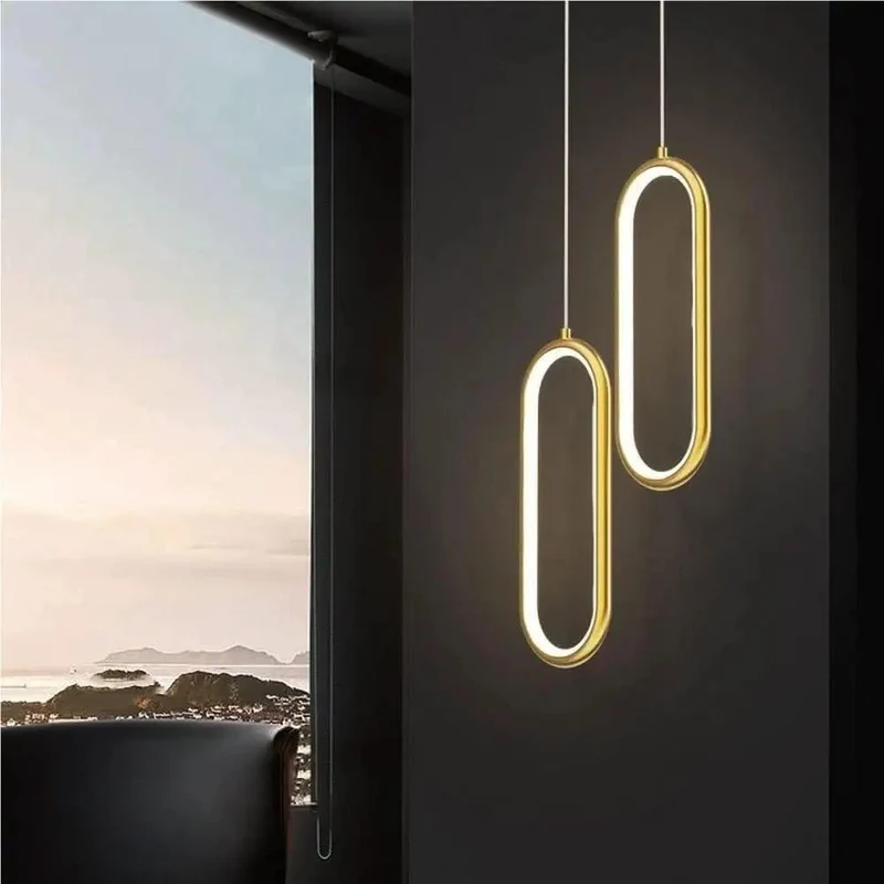 Sleek Gold Aluminum Pendant Light Featuring Dimmable Led Bulb And Three Adjustable Color Modes To Level Up Your Bedroom Or Living Room Smooth Modern Lamp