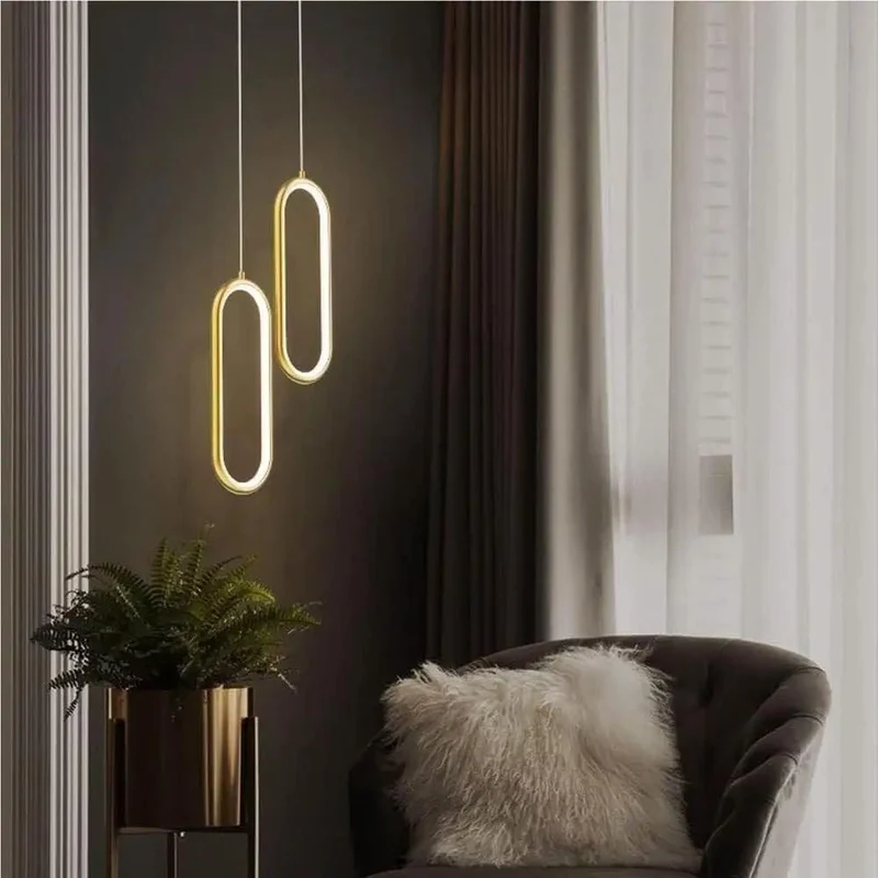Sleek Gold Aluminum Pendant Light Featuring Dimmable Led Bulb And Three Adjustable Color Modes To Level Up Your Bedroom Or Living Room Smooth Modern Lamp