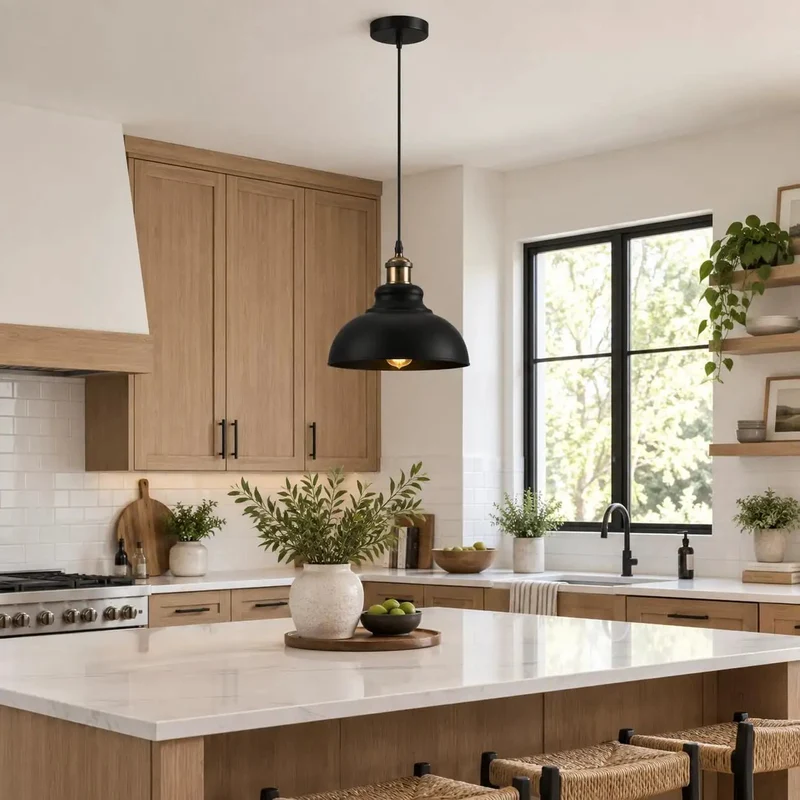 Epic Black Metal Pendant Light Totally Rad Retro Ceiling Fixture With Curvy E26 Brass Holder And Adjustable Cable For A Dope Industrial Kitchen Vibe And Modern Home Decor