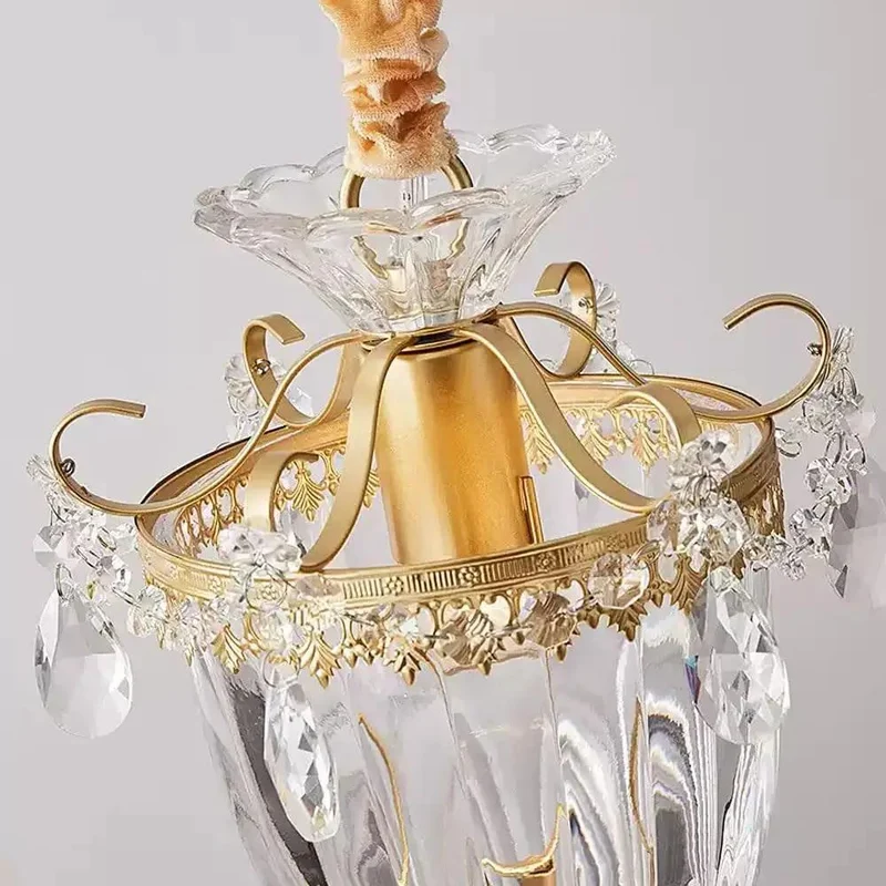 French Light Luxury Crystal Pendant Lamp With Carved Metal Canopy And Clear Glass Shade Ceiling Hanging Fixture To Honestly Be An Absolute Vibe Upgrade Tonight