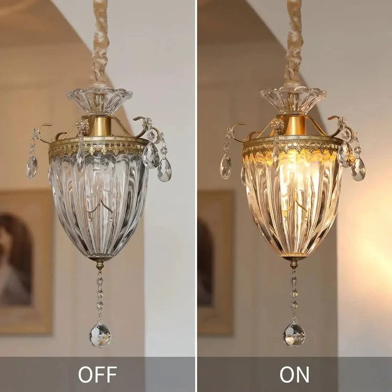 French Light Luxury Crystal Pendant Lamp With Carved Metal Canopy And Clear Glass Shade Ceiling Hanging Fixture To Honestly Be An Absolute Vibe Upgrade Tonight