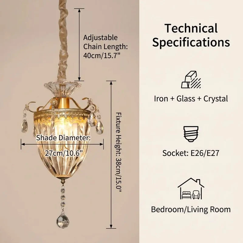 French Light Luxury Crystal Pendant Lamp With Carved Metal Canopy And Clear Glass Shade Ceiling Hanging Fixture To Honestly Be An Absolute Vibe Upgrade Tonight