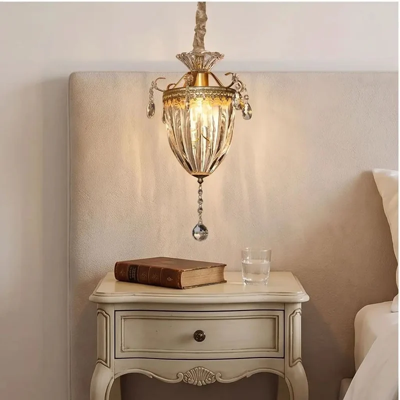 French Light Luxury Crystal Pendant Lamp With Carved Metal Canopy And Clear Glass Shade Ceiling Hanging Fixture To Honestly Be An Absolute Vibe Upgrade Tonight