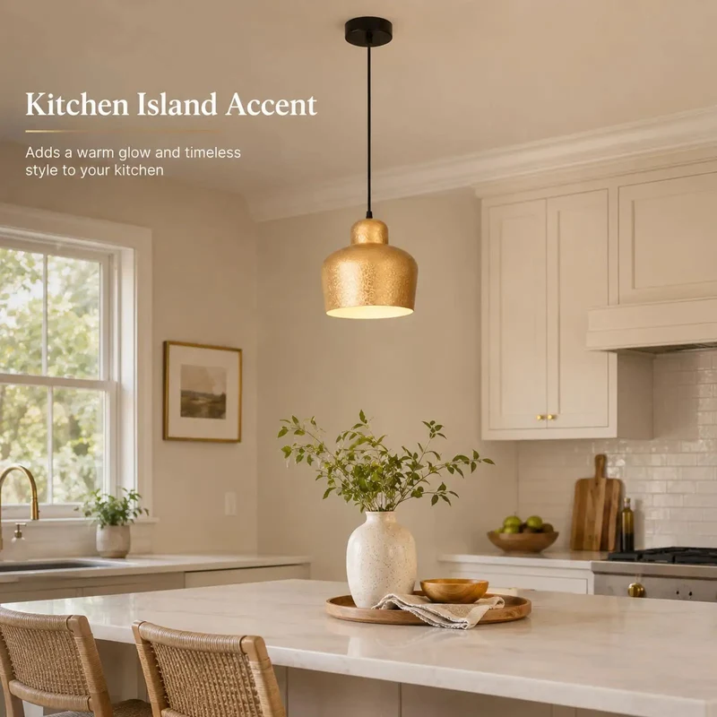 Sleek 7.5 Inch Gold Pendant Light Fixture With Tough Scratch Resistant Metal Shade Paired To A Matte Black Cord And Canopy Delivers Modern Kitchen Island Lighting That Looks Boss And Stays Fresh Daily Without Any Hassle