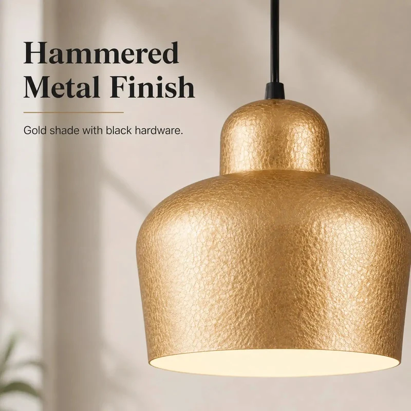 Sleek 7.5 Inch Gold Pendant Light Fixture With Tough Scratch Resistant Metal Shade Paired To A Matte Black Cord And Canopy Delivers Modern Kitchen Island Lighting That Looks Boss And Stays Fresh Daily Without Any Hassle