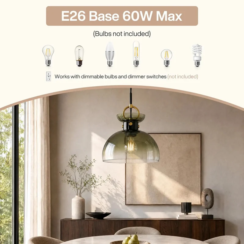 Top Shelf 11 Inch Modern Pendant Light With Sleek Black And Gold Finish And Rich Gradient Green Glass Dome Shade Perfect For Any Vibe Kitchen Island Bar Or Dining Room Space With Adjustable Chain