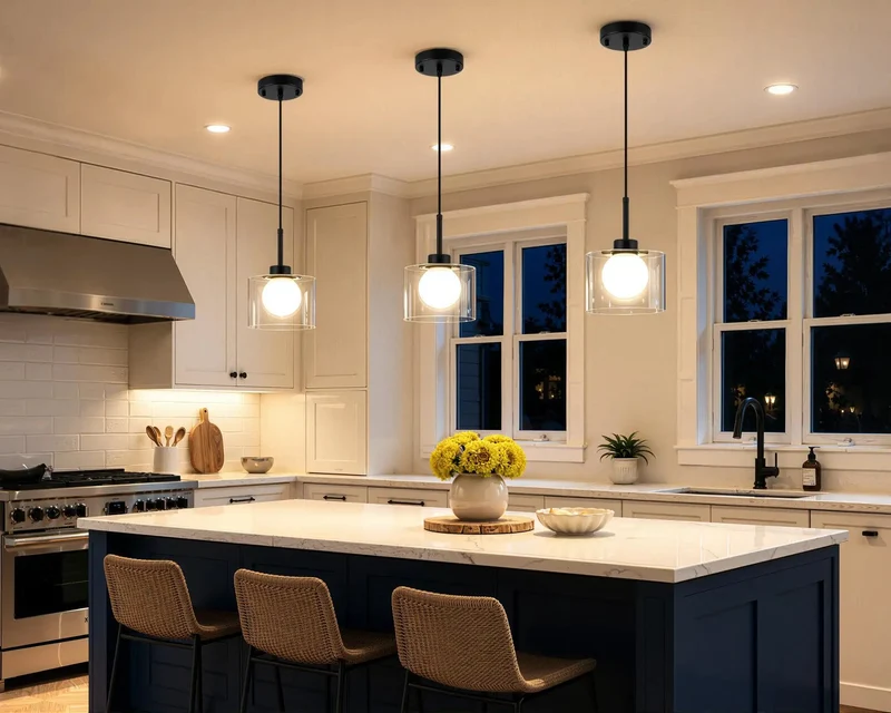 Sleek Matte Black Glass Pendant Lights 2 Pack For Kitchen Island, Layered Clear And Frosted Shades Throw A Wicked Warm Glow While Hiding The Bulb, Badass Modern Vibes For Dining Rooms