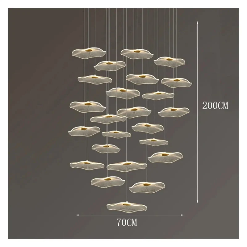 Super Slim Acrylic Stair Chandelier Pendant Light With Transparent Cord Design Bringing Clean Modern Vibes To Your Living Room Or Bedroom Huge Space Friendly Led Ceiling Lamp That Goes Hard On Style And Fit
