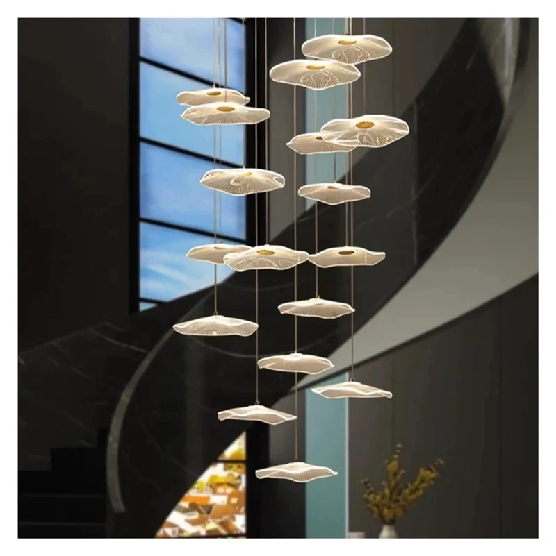 Super Slim Acrylic Stair Chandelier Pendant Light With Transparent Cord Design Bringing Clean Modern Vibes To Your Living Room Or Bedroom Huge Space Friendly Led Ceiling Lamp That Goes Hard On Style And Fit