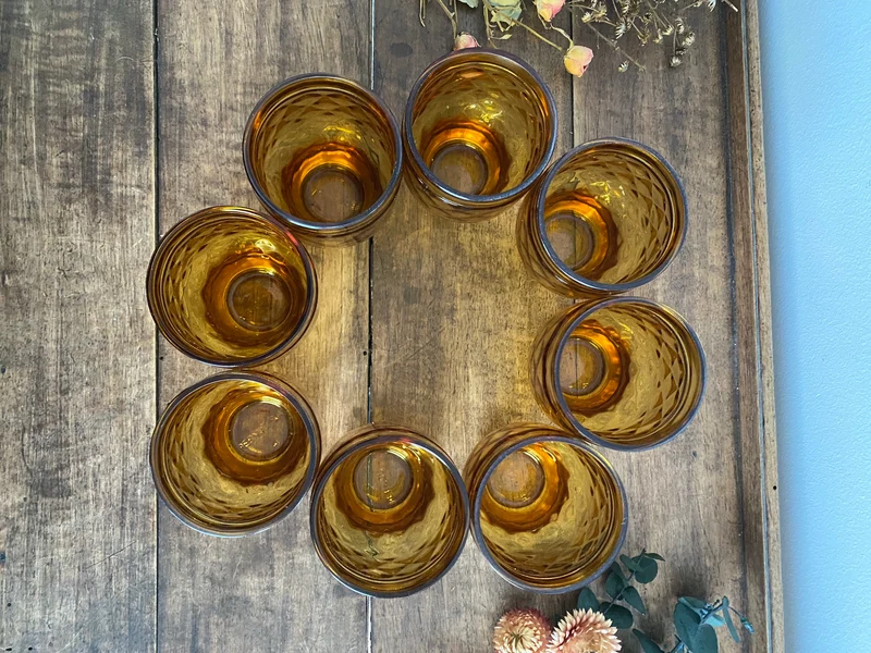 Verres marrons Pernod couleur marron ambré années 70