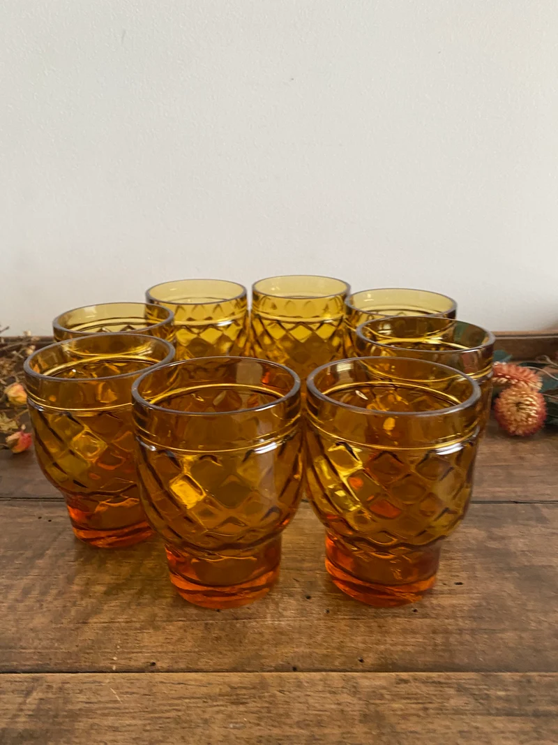 Verres marrons Pernod couleur marron ambré années 70