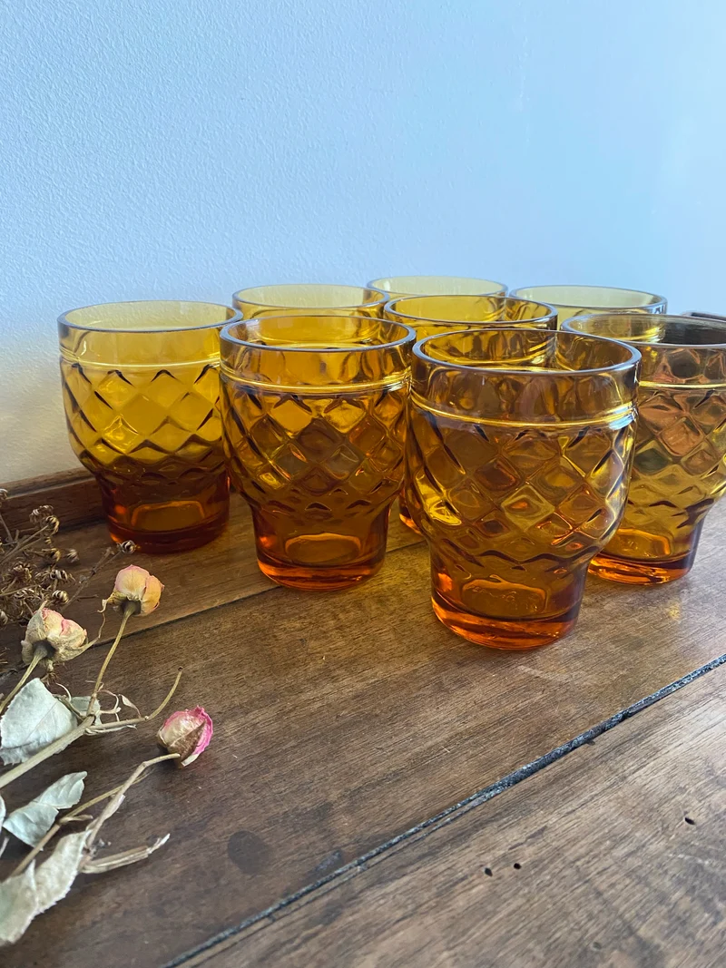 Verres marrons Pernod couleur marron ambré années 70