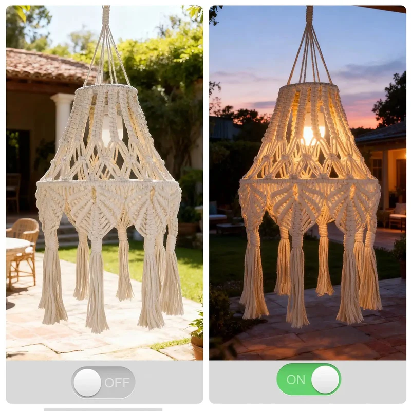 Boho Macrame Pendant Lights with Tassels Remote Control Dimmable Timer Cordless Battery Operated Hanging Lamps for Bedroom Living Room Decor 2 Pack Effortless Glow Up Guarantee