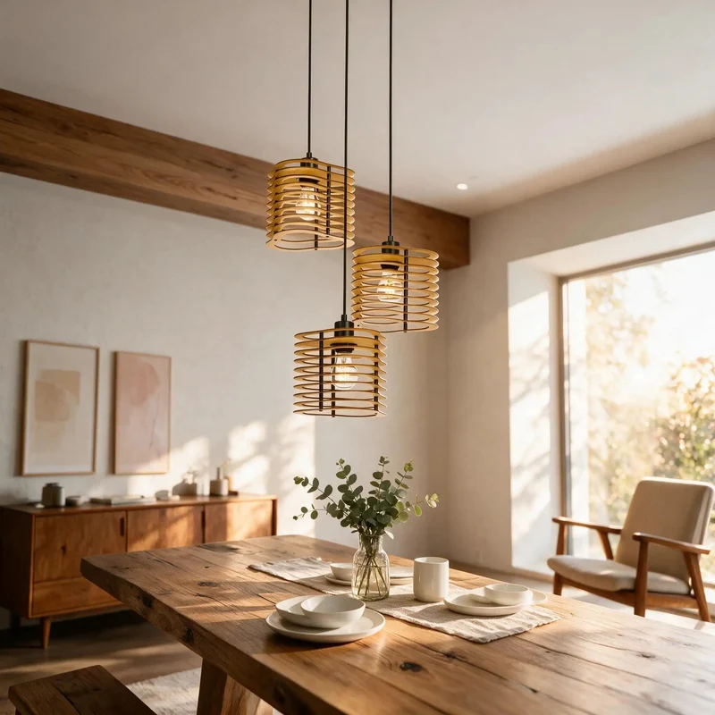 Straight Up Farmhouse Chic 3 Light Pendant Light Fixture Featuring Matte Black Steel Frame And Natural Plywood Lantern The Real Deal Ceiling Lamp For Kitchen Island Dining Room Or Bar Decor