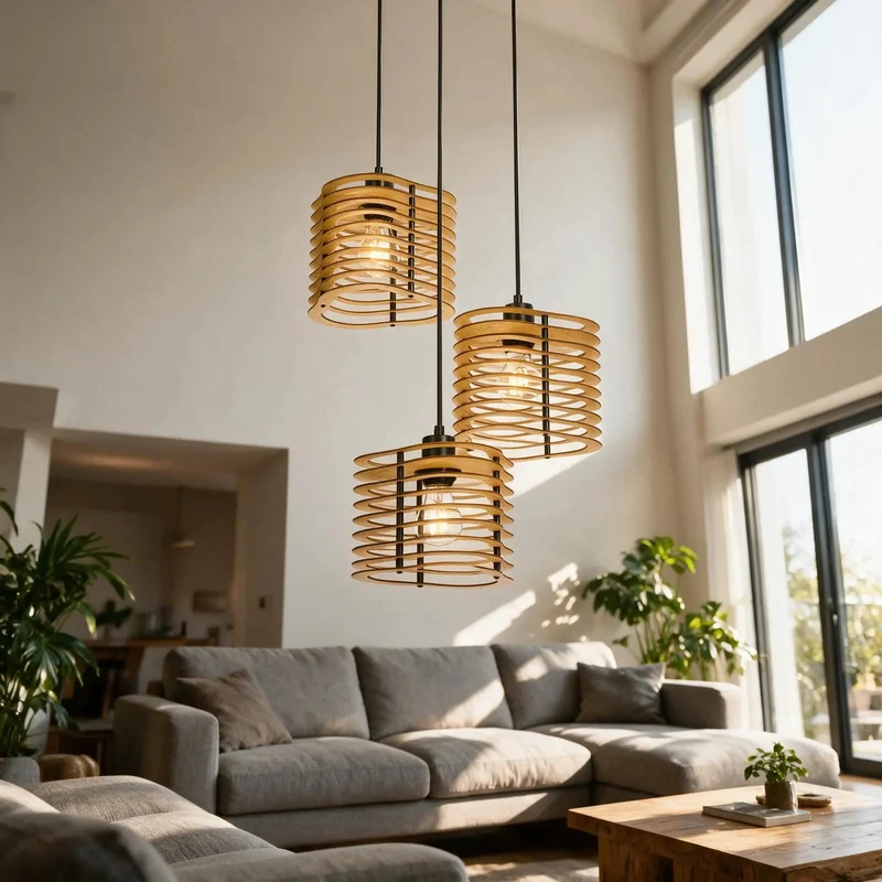 Straight Up Farmhouse Chic 3 Light Pendant Light Fixture Featuring Matte Black Steel Frame And Natural Plywood Lantern The Real Deal Ceiling Lamp For Kitchen Island Dining Room Or Bar Decor