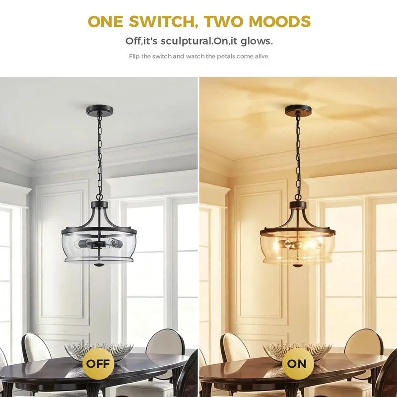 Three Light Glass Pendant Light Featuring Fully Adjustable Drop Chain And Clear Lens Shells To Serve Up A Hella Chic Lighting Vibe For Your Home And Kitchen