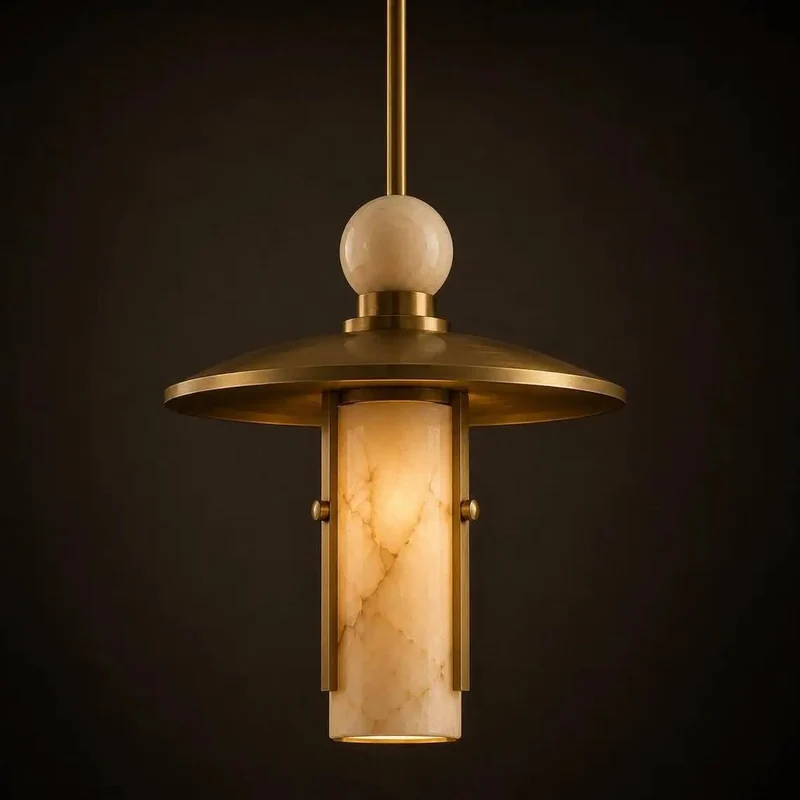 Top Shelf Modern Brass Pendant Lights Give Your Space a Serious Glow Up Featuring Alabaster Cylinder Shades and Marble Accents for Kitchen Dining Room Bar Natural Stone Ceiling Fixtures Set of 3
