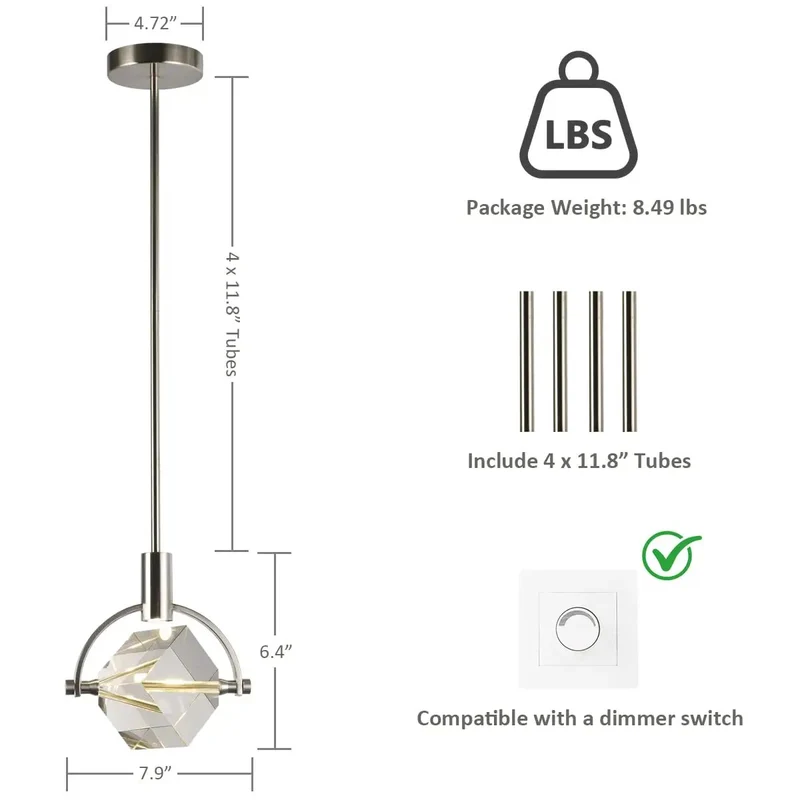 Small Pendant Light With Real Deal Crystal Cube And Slick Brushed Nickel Finish Killer Glow For Kitchen Island Or Dining Room Total Showstopper Lighting That Adds Big Time Flair To Any Room Today