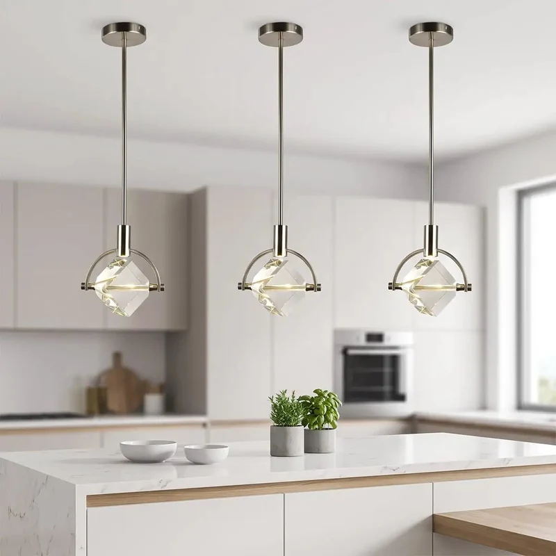 Small Pendant Light With Real Deal Crystal Cube And Slick Brushed Nickel Finish Killer Glow For Kitchen Island Or Dining Room Total Showstopper Lighting That Adds Big Time Flair To Any Room Today