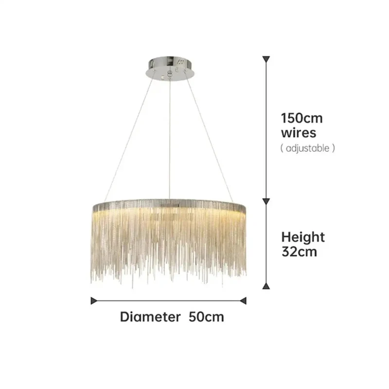 Modern Led Tassel Pendant Lights Featuring Slim Aluminum Chain And Wireless Remote, Dope Hanging Chandelier To Totally Level Up Your Living Room Or Kitchen Space Setup
