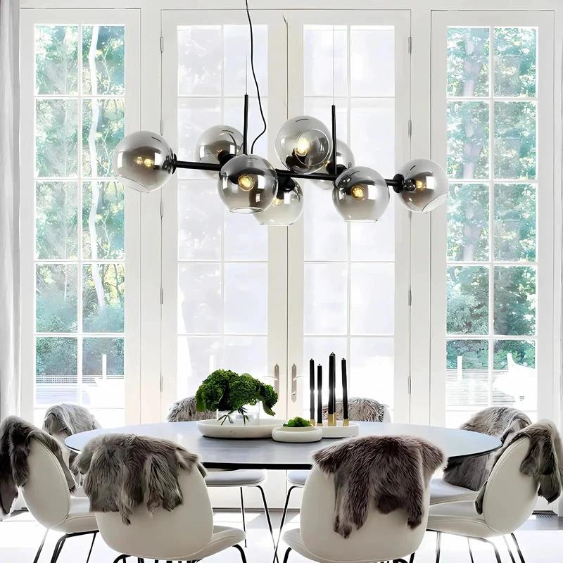Top Shelf Black Glass Ball LED Pendant Light Translucent Globe Fixture Minimalist Hanging Chandelier Game Changer Glow Flat Out Cool Setup For Living Room Kitchen Bar Bedroom Chill Vibes