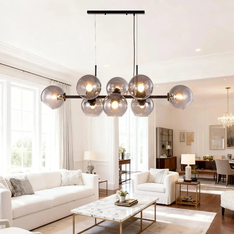 Top Shelf Black Glass Ball LED Pendant Light Translucent Globe Fixture Minimalist Hanging Chandelier Game Changer Glow Flat Out Cool Setup For Living Room Kitchen Bar Bedroom Chill Vibes