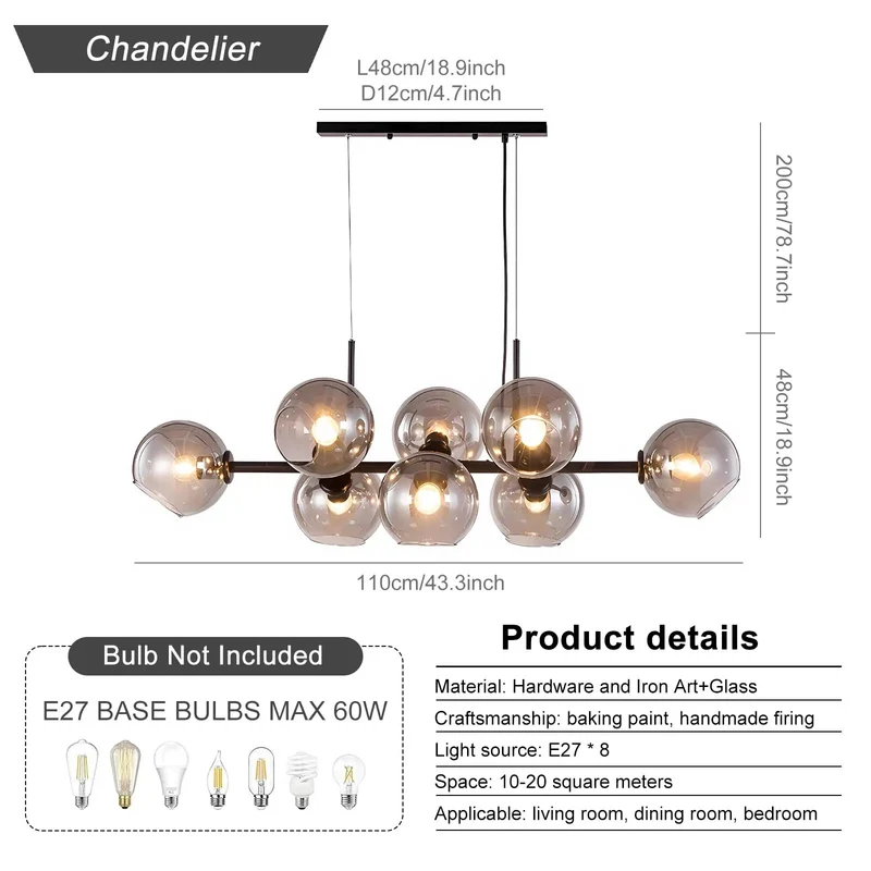 Top Shelf Black Glass Ball LED Pendant Light Translucent Globe Fixture Minimalist Hanging Chandelier Game Changer Glow Flat Out Cool Setup For Living Room Kitchen Bar Bedroom Chill Vibes
