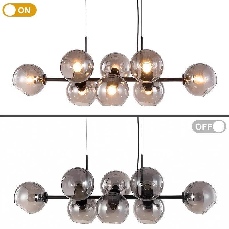 Top Shelf Black Glass Ball LED Pendant Light Translucent Globe Fixture Minimalist Hanging Chandelier Game Changer Glow Flat Out Cool Setup For Living Room Kitchen Bar Bedroom Chill Vibes