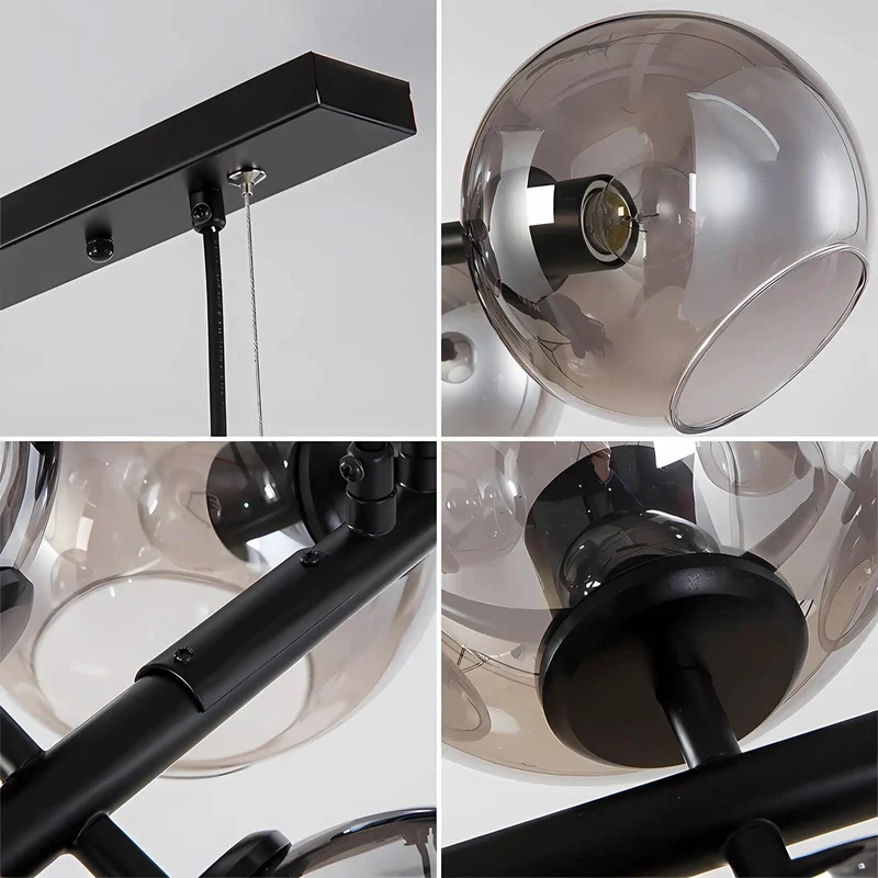 Top Shelf Black Glass Ball LED Pendant Light Translucent Globe Fixture Minimalist Hanging Chandelier Game Changer Glow Flat Out Cool Setup For Living Room Kitchen Bar Bedroom Chill Vibes