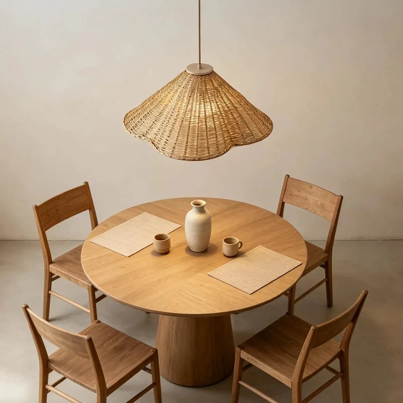 19 Inch Hand Woven Rattan Pendant Light with Glass Shade Brings Chill Farmhouse Boho Vibes to Your Home Rustic Ceiling Lamp with Cozy Wabi Sabi Design for Kitchen Island Dining Area and Living Room