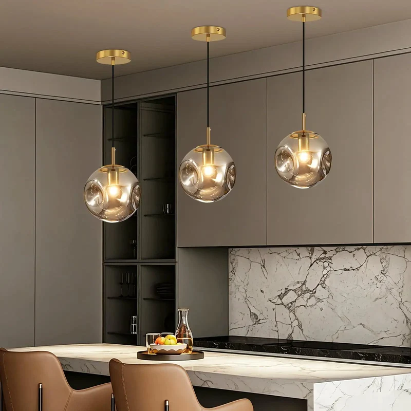 Three Pack Smoke Gray Concave Glass Pendant Lights With Smooth Brass Housing And Adjustable Eight Inch Cord Drop For Kitchen Island Dining Zone Or Living Space Mid Century Flair That Really Hits Different Every Day