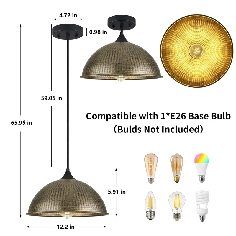 Antique Bronze Dome Pendant Light For Kitchen Island And Home Bar Featuring Vintage Industrial Farmhouse Design With Glass Shades That Puts Major Cozy Vibes In Any Chill Space