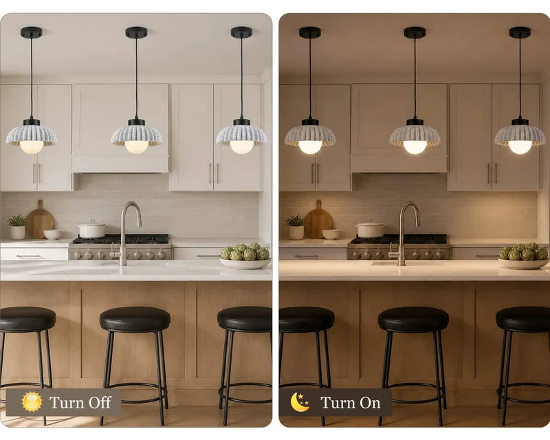 Black Ribbed Cement Pendant Light for Kitchen Island with Modern Farmhouse Vibe Solid Upgrade for Dining Room Setup Textured Hanging Lamp Japandi Style Lighting Fixtures Home Decor