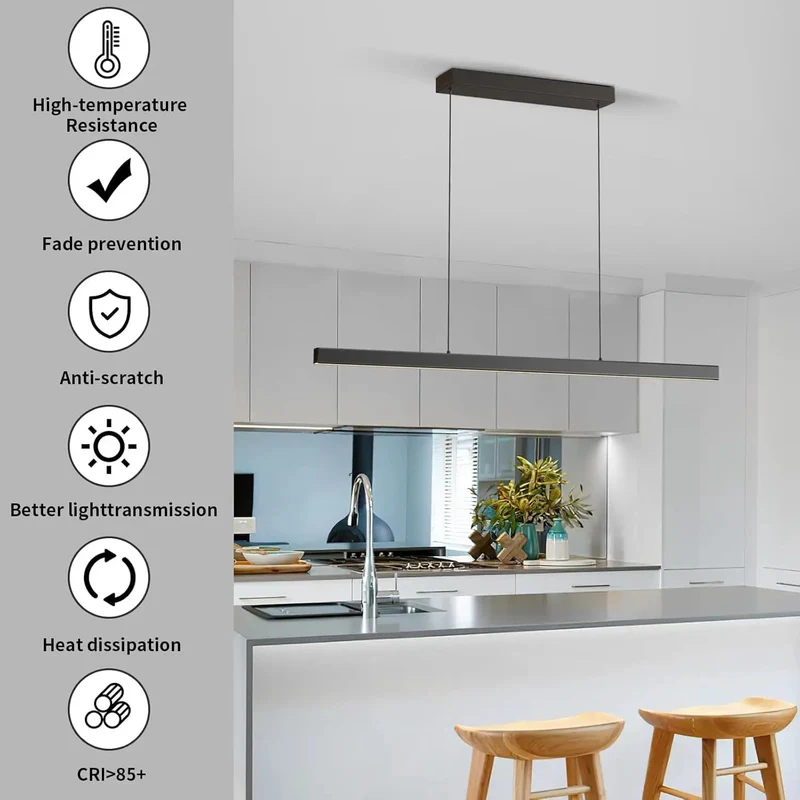 Hella Sleek Linear Pendant Light With Zero Hassle Remote Dimming And Smooth Transitions From Warm To Cool White For Kitchen Island Illumination And Dining Spaces In Solid Black Aluminum