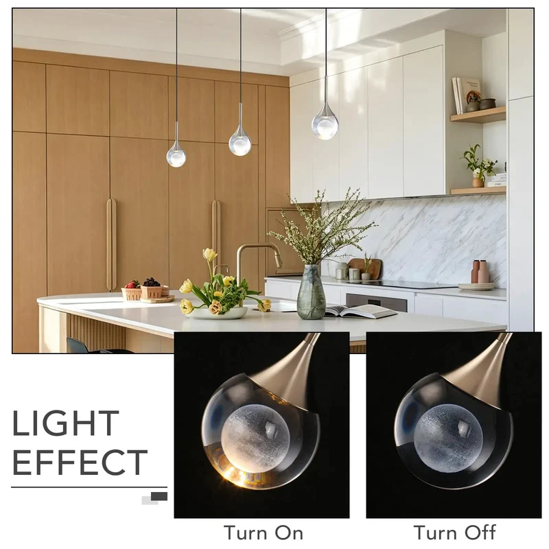 Top Shelf 3D Moon Pendant Lights With Clear K9 Crystal And Brush Nickel Trim 3000K Warm Led Drop Lamps For Kitchen Island Bedroom Or Bar Killer Design And Solid Build For Everyday Vibes In A Handy Two Pack Kit