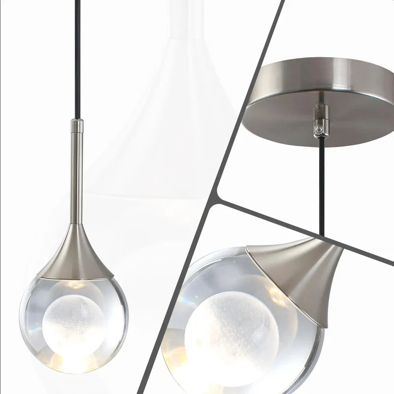Top Shelf 3D Moon Pendant Lights With Clear K9 Crystal And Brush Nickel Trim 3000K Warm Led Drop Lamps For Kitchen Island Bedroom Or Bar Killer Design And Solid Build For Everyday Vibes In A Handy Two Pack Kit