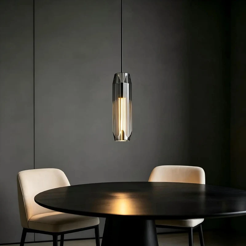 No Fuss Modern Pendant Light Featuring Easy Length Adjust And Hella Cool Smoke Gray Crystal Shade With Polished Brass Accents For Kitchen Islands Dining Rooms And Bar Counters