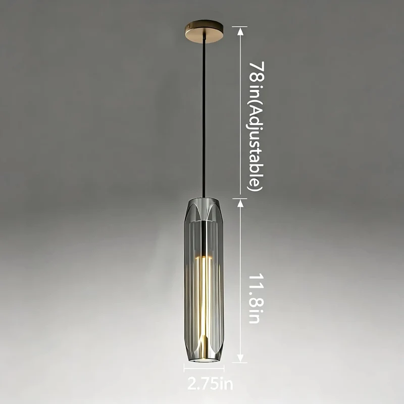 No Fuss Modern Pendant Light Featuring Easy Length Adjust And Hella Cool Smoke Gray Crystal Shade With Polished Brass Accents For Kitchen Islands Dining Rooms And Bar Counters